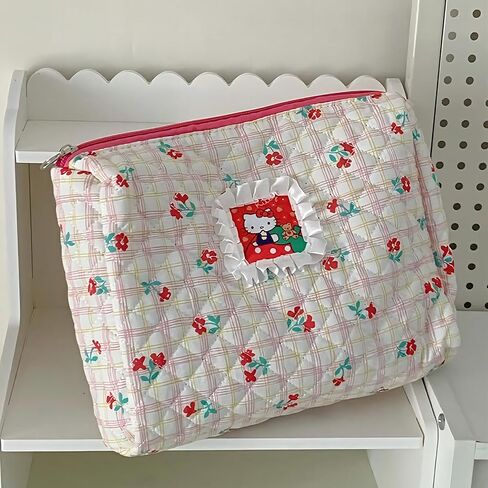 QUORAZIA Kawaii Kitty Makeup Bag,Cute Kitty Cat Cosmetic Bag Travel Toiletry Bag,Kitty Travel Portable Makeup Bag for Girls and Women (Red) in Saudi Arabia