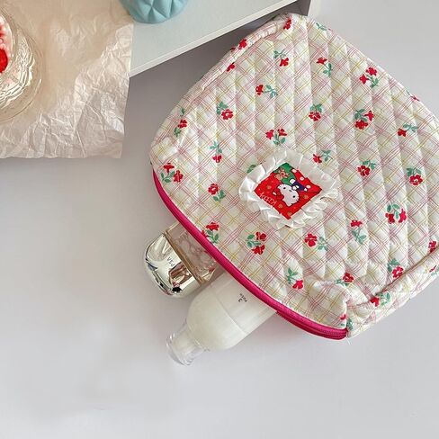 QUORAZIA Kawaii Kitty Makeup Bag,Cute Kitty Cat Cosmetic Bag Travel Toiletry Bag,Kitty Travel Portable Makeup Bag for Girls and Women (Red) in Saudi Arabia