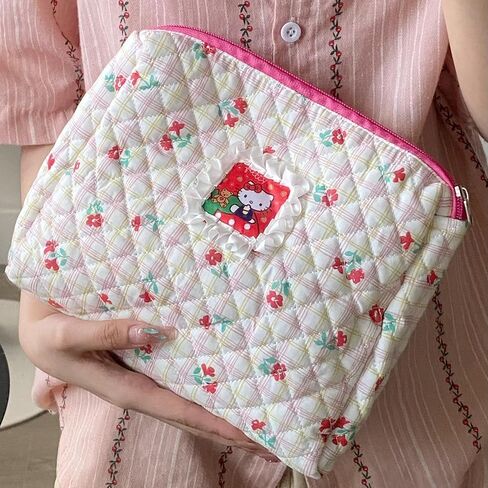 QUORAZIA Kawaii Kitty Makeup Bag,Cute Kitty Cat Cosmetic Bag Travel Toiletry Bag,Kitty Travel Portable Makeup Bag for Girls and Women (Red) in Saudi Arabia