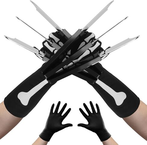 مخالب الذئب البلاستيكية المنبثقة بنقرة واحدة مع حزام معصم قابل للتعديل باللون الاسود من قطعتين، اسود، 10.8 × 4.5 × 1.77 انش in Kuwait