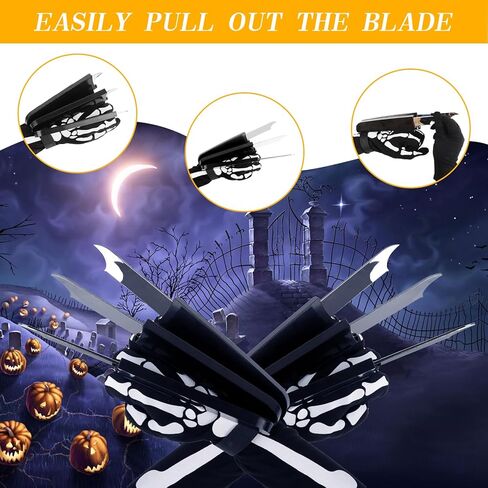 مخالب الذئب البلاستيكية المنبثقة بنقرة واحدة مع حزام معصم قابل للتعديل باللون الاسود من قطعتين، اسود، 10.8 × 4.5 × 1.77 انش in Kuwait