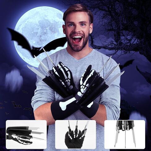 مخالب الذئب البلاستيكية المنبثقة بنقرة واحدة مع حزام معصم قابل للتعديل باللون الاسود من قطعتين، اسود، 10.8 × 4.5 × 1.77 انش in Kuwait