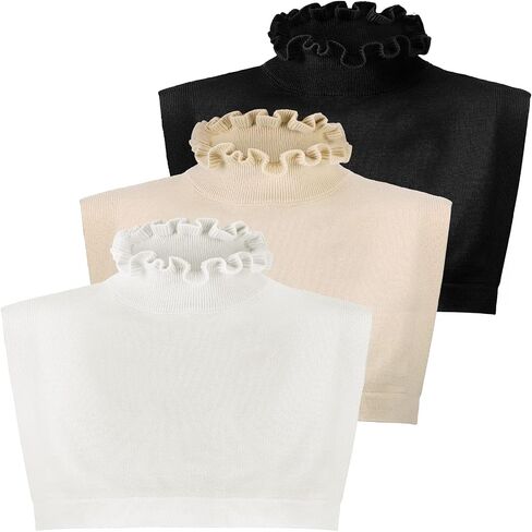 3 Pcs Detachable Collars for Women Ruffled Fake Turtleneck Dickey Collar Winter Mock Blouse Turtle Neck Fake Collar in Saudi Arabia
