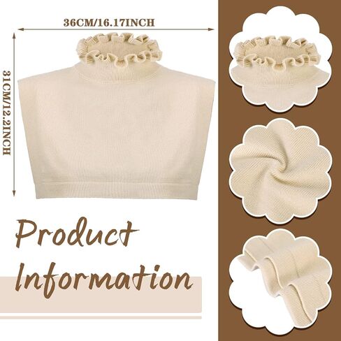 3 Pcs Detachable Collars for Women Ruffled Fake Turtleneck Dickey Collar Winter Mock Blouse Turtle Neck Fake Collar in Saudi Arabia