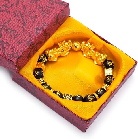Feng Shui Black Obsidian Wealth Bracelet Necklace Pi Xiu Set，Feng Shui Bracelet for Women Men，Pi Xiu Good Luck Necklace Feng Shui Bracelet in Saudi Arabia