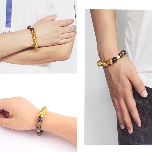 Feng Shui Black Obsidian Wealth Bracelet Necklace Pi Xiu Set，Feng Shui Bracelet for Women Men，Pi Xiu Good Luck Necklace Feng Shui Bracelet in Saudi Arabia