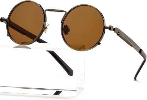 نظارات AIEYEZO دائرية Steampunk نظارات لينون بإطار معدني قوطي 100% عدسات حجب الأشعة فوق البنفسجية in Kuwait