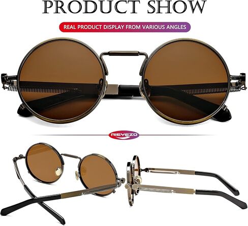 نظارات AIEYEZO دائرية Steampunk نظارات لينون بإطار معدني قوطي 100% عدسات حجب الأشعة فوق البنفسجية in Kuwait