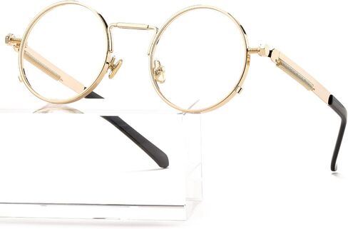 نظارات AIEYEZO دائرية Steampunk نظارات لينون بإطار معدني قوطي 100% عدسات حجب الأشعة فوق البنفسجية in Kuwait