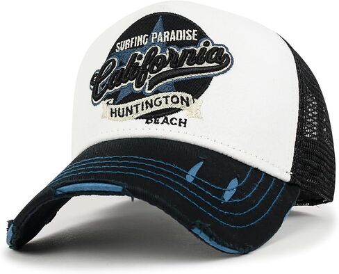 ililily Premium California Bear Embroidered Baseball Cap Vintage Trucker Hat in Kuwait