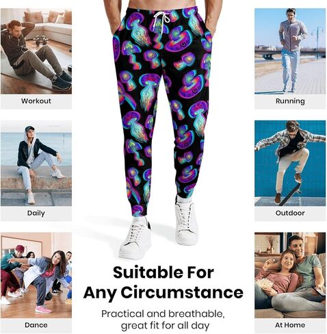 Joggers for Men Funny Pants Casual Track Pants Rave Outfit Athletic Trousers in Kuwait