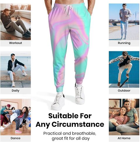 Joggers for Men Funny Pants Casual Track Pants Rave Outfit Athletic Trousers in Saudi Arabia