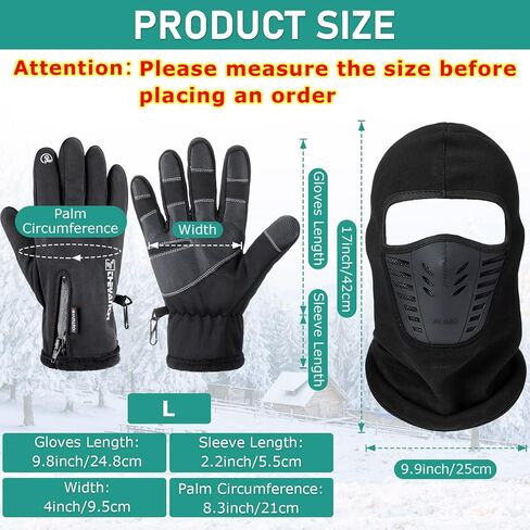 6 Pcs Winter Balaclava Face Mask with Ski Gloves Full Face Mask Warm Fleece Balaclava Touch Screen Gloves for Men Women in Saudi Arabia