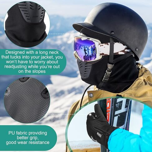6 Pcs Winter Balaclava Face Mask with Ski Gloves Full Face Mask Warm Fleece Balaclava Touch Screen Gloves for Men Women in Saudi Arabia