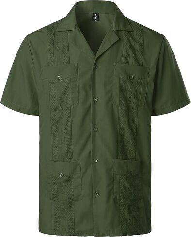 قمصان VATPAVE للرجال بأكمام قصيرة وأزرار سفلية كوبية Guayabera بدلات غير رسمية in Kuwait