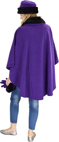 Le Moda Women's Sherpa Trim Polar Fleece Wrap with Matching Gloves and Hat | Winter Collection | One Size Fits All in Kuwait