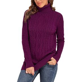 PrettyGuide Women's Long Sweaters Turtleneck Plus Size Cozy Cable Knit Tunic Sweater Tops