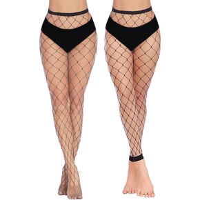 Dorilin Women Plus Size Fishnet Tights High Waist Fishnet Stockings Footless Net Pantyhose Legging