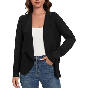 GRACE KARIN Women's Open Front Sweater Blazer Lapel Cardigan Sweater Long Sleeve Knitted Blazer Jackets with Pockets