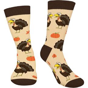 AGRIMONY Funny Thanksgiving Turkey Socks Men Women Teen Boys - Funny Thanksgiving Gifts Fun Novelty Crazy Funky Silly Cute Cool Animals Thanks Giving Crew Socks Christmas Stocking Stuffers