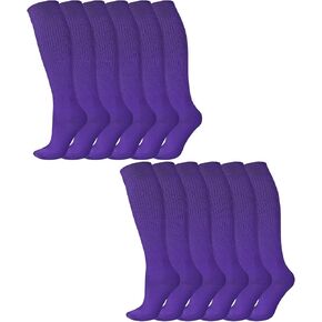 Suhine 12 Pairs Softball Socks Athletic Purple Soccer Socks Baseball Socks Unisex Adult Long Purple Knee High Socks for Youth School Uniform Football Rugby Sports Costume in Kuwait