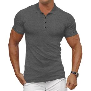 Gnvviwl Mens Waffle Knit Polo Shirts Short Sleeve Slim Fit Golf Casual Tee Shirts in Saudi Arabia
