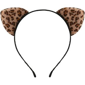 عصابة رأس على شكل أذن قطة فهد | عصابة رأس بأذني الفهد للنساء والفتيات، إكسسوارات أزياء الهالوين التنكرية للبالغين in Kuwait