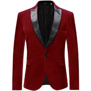 Cloudstyle Men's Peaked Lapel 1 Button Dinner Jacket Wedding Blazer Prom Tuxedo