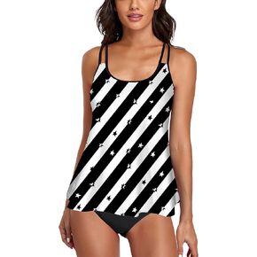 Omichic Modest Tankini Sets for Women's Swimsuits 2 Piece Athletic Bathing Suits Flowy Tank Top with Mid-Waist Bikini Bottom in Kuwait