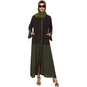 Women's Long Sleeve Maxi Dress Muslim Abaya Simple Modern Islamic Arabic Style Casual Dress