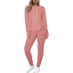 WIHOLL Two Piece Outfits Sweatsuits for Women Set Hoodie and Sweatpants Set Jogging Suits with Kangaroo Pockets