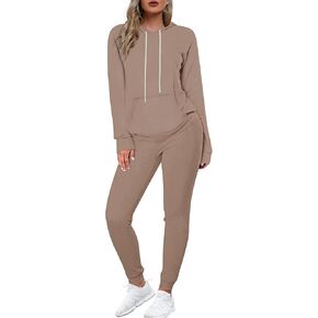 WIHOLL Two Piece Outfits Sweatsuits for Women Set Hoodie and Sweatpants Set Jogging Suits with Kangaroo Pockets