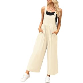 luvamia Jumpsuits for Women Casual Loose Wide Leg Boho Overall Jumpsuit Baggy Summer Outfits with Pockets Bib Overalls