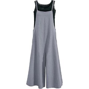 Aedvoouer Women's Baggy Plus Size Overalls Cotton Linen Jumpsuits Wide Leg Harem Pants Casual Rompers