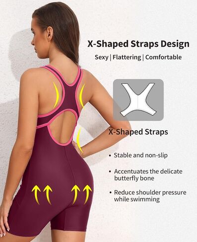 بدلة سباحة نسائية من Beautyin قطعة واحدة رياضية Boyleg مع جيوب Racerback متواضعة للسباحة in Kuwait