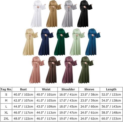 IMEKIS Women Muslim Abaya Long Sleeve Maxi Dress Loose Full Cover East Arabian Robe Dubai Islamic Dubai Prayer Clothes in Saudi Arabia
