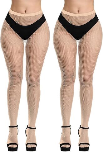 Dorilin Women Plus Size Fishnet Tights High Waist Fishnet Stockings Footless Net Pantyhose Legging in Kuwait