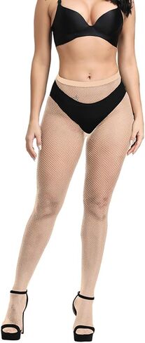Dorilin Women Plus Size Fishnet Tights High Waist Fishnet Stockings Footless Net Pantyhose Legging in Kuwait