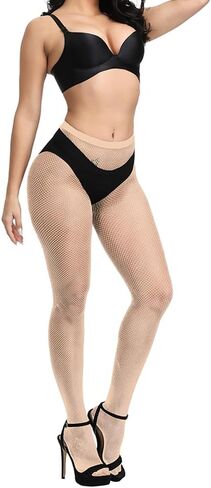Dorilin Women Plus Size Fishnet Tights High Waist Fishnet Stockings Footless Net Pantyhose Legging in Kuwait
