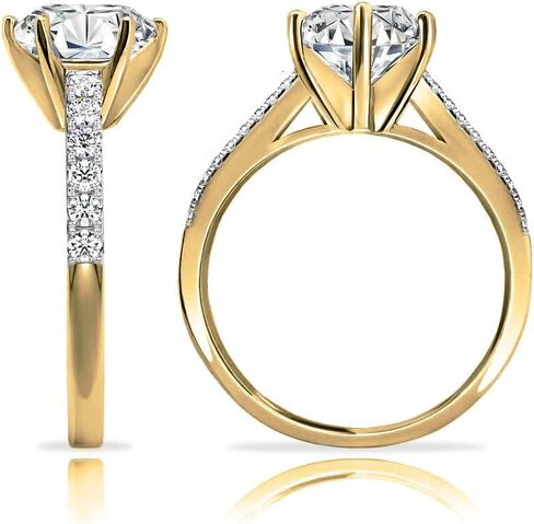 الأطواق والحلقات 925 من الفضة الإسترليني ذات القطع الدائري 3.00 قيراط مكعب زركونيا 6-Prong-Set خاتم سوليتير للخطوبة والزفاف للنساء والفتيات المراهقات | الفضة، الذهب الأصفر، الذهب الوردي in Kuwait