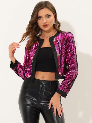 Allegra K Sequin Shrug for Women's Sparkly Open Front Glitter Halloween Crop Cardigan in Kuwait