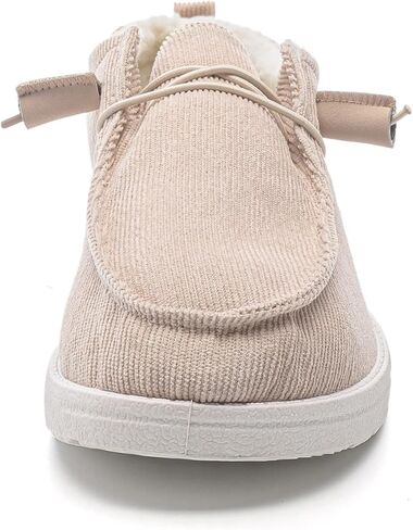 أحذية قارب شتوية خفيفة الوزن من Betrue للنساء، أحذية بدون كعب كاجوال دافئة للنساء، أحذية نسائية مبطنة بالفرو الصناعي، أحذية بدون كعب برباط للنساء، قماش مريح دافئ للنساء in Kuwait