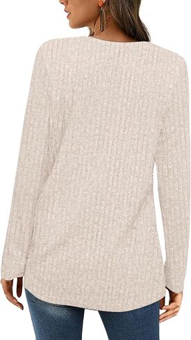 BZB Women's Sweaters Fall 2024 Lightweight Long Sleeve Square Neck Tunic Tops in Kuwait