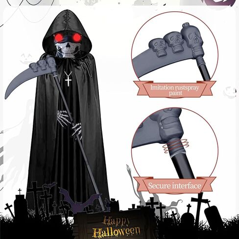 Yi-gog Halloween Vampire Cloak Reversible Hooded Vampire Cape Adult Cosplay Scythe Skeleton Gloves Mask Stickers Party Role Play in Kuwait