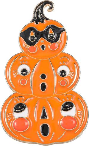 بروش اليقطين للهالوين، مجموعة من ثلاث طبقات من اليقطين مع ثلاثة وجوه، هدية مجوهرات برتقالية للنساء والفتيات، دبوس بروش لحفلات الهالوين in Kuwait