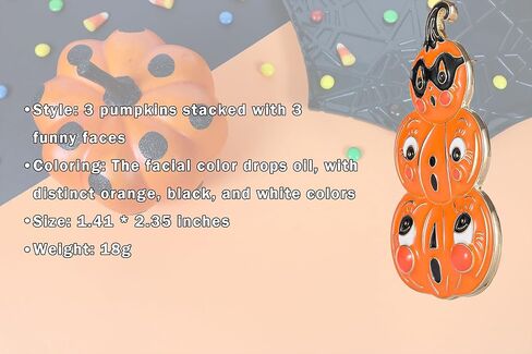 بروش اليقطين للهالوين، مجموعة من ثلاث طبقات من اليقطين مع ثلاثة وجوه، هدية مجوهرات برتقالية للنساء والفتيات، دبوس بروش لحفلات الهالوين in Kuwait