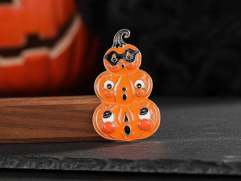 بروش اليقطين للهالوين، مجموعة من ثلاث طبقات من اليقطين مع ثلاثة وجوه، هدية مجوهرات برتقالية للنساء والفتيات، دبوس بروش لحفلات الهالوين in Kuwait