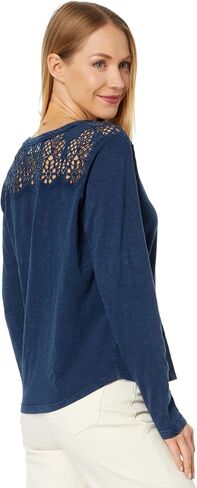 Lucky Brand Women's Long Sleeve Cutwork Henley in Saudi Arabia