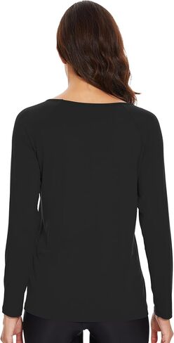 WiWi Women's Bamboo Viscose Pajama Tops Soft Scoop Neck Sleep Shirt Loose Long Sleeves T-Shirt Loungewear S-XXL in Saudi Arabia