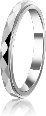Nanafast 3mm Titanium Steel Anxiety Rings for Women Men Multi-faceted Wedding Band Fidget Rings for Anxiety for Women Rhombus Spinner Ring for Stess Relief Comfort Fit for Engagement in Kuwait